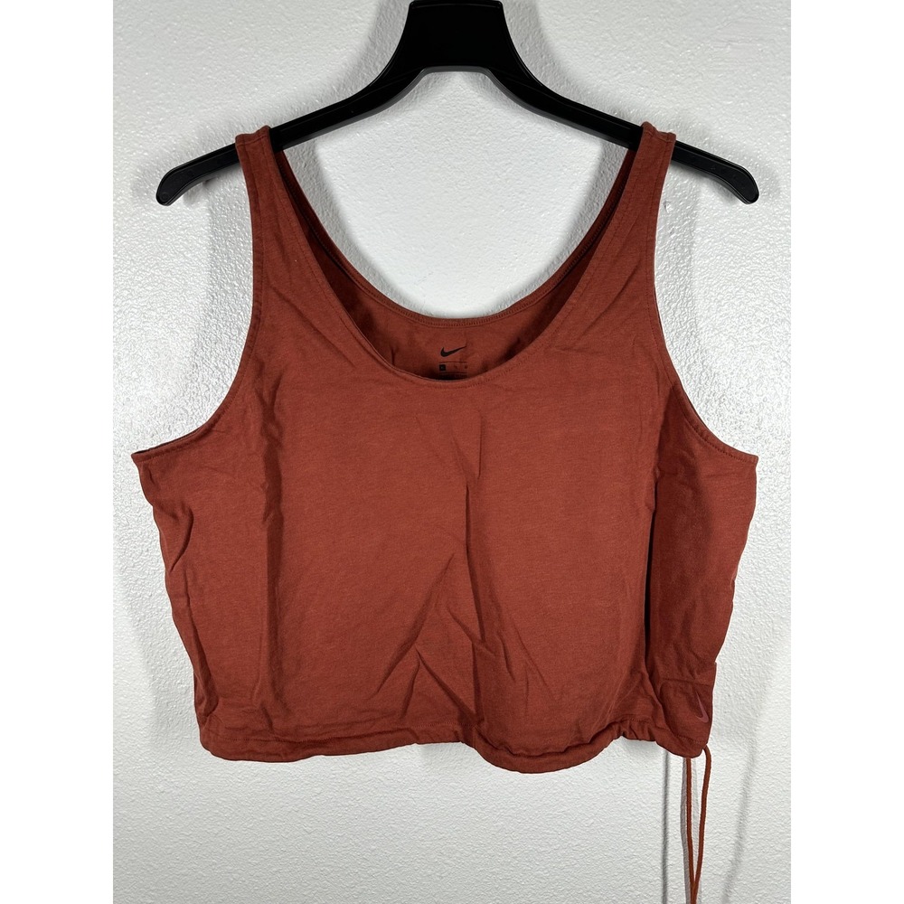 Nike‎ Tank Top Womens XL Rust Brown Crop Drawstring Hem Athletic Shirt Casual - Picture 7 of 7